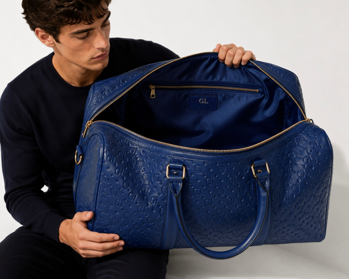 Gold Lion Midnight Monogram Duffle