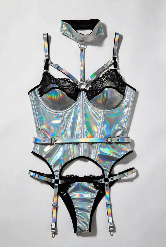Holographic Iridescent Dream Harness Set