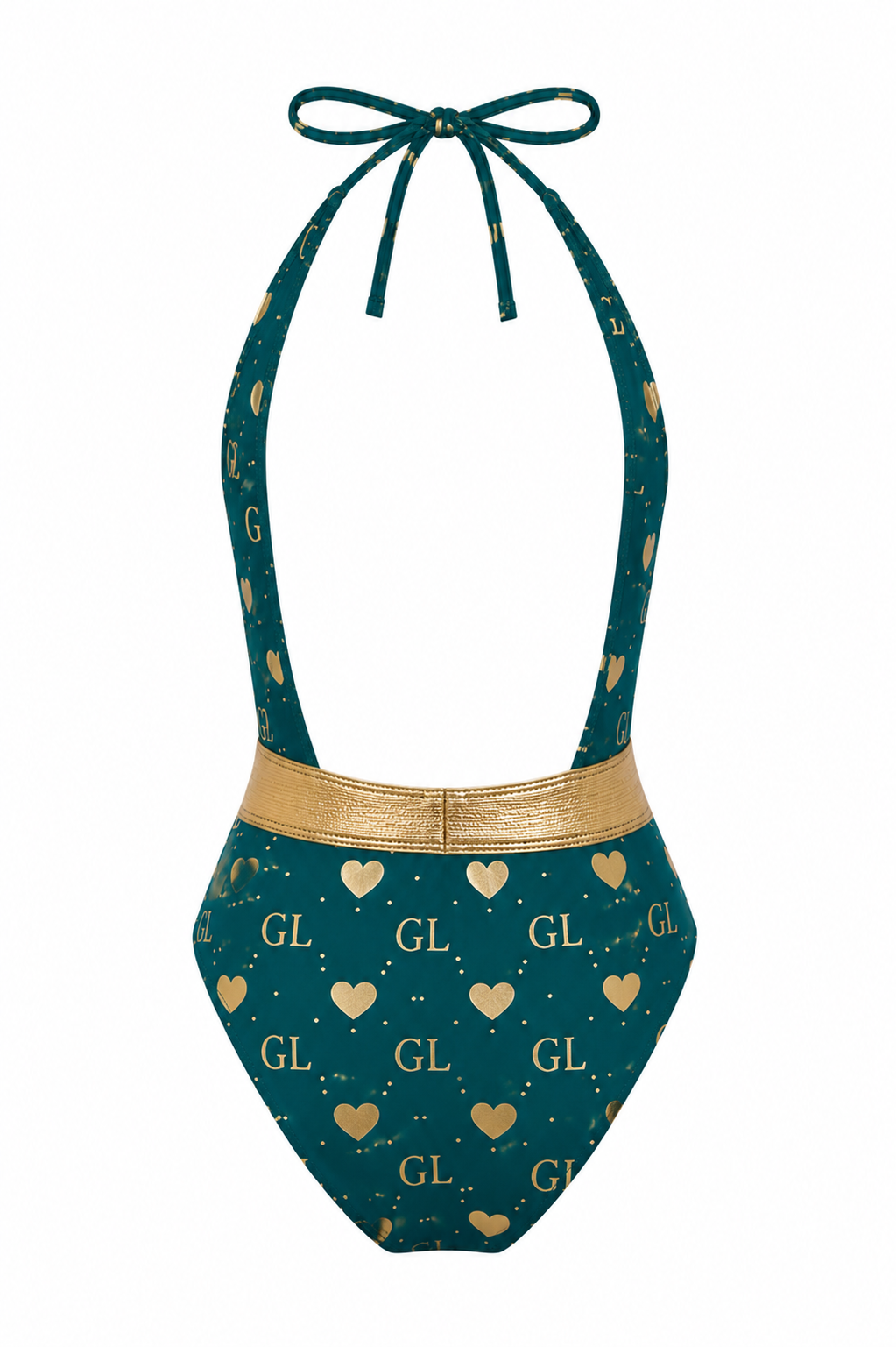 Gold Lion GL Monogram Heart Halter One-Piece