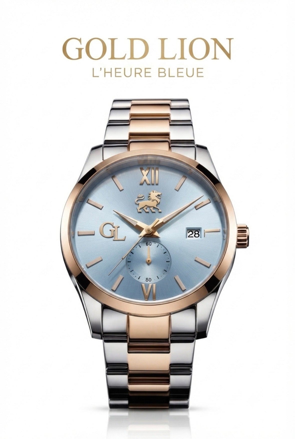 L’Heure Blue 40 mm - GL Oyster Gold Lion – Precision in Steel and Rose Gold