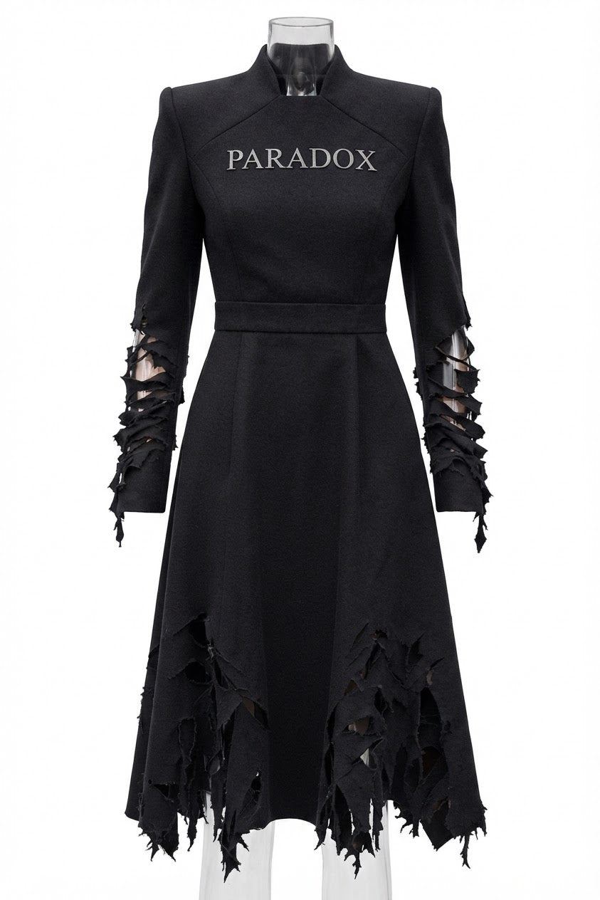 The Paradox Structural Distressed Midi Dress