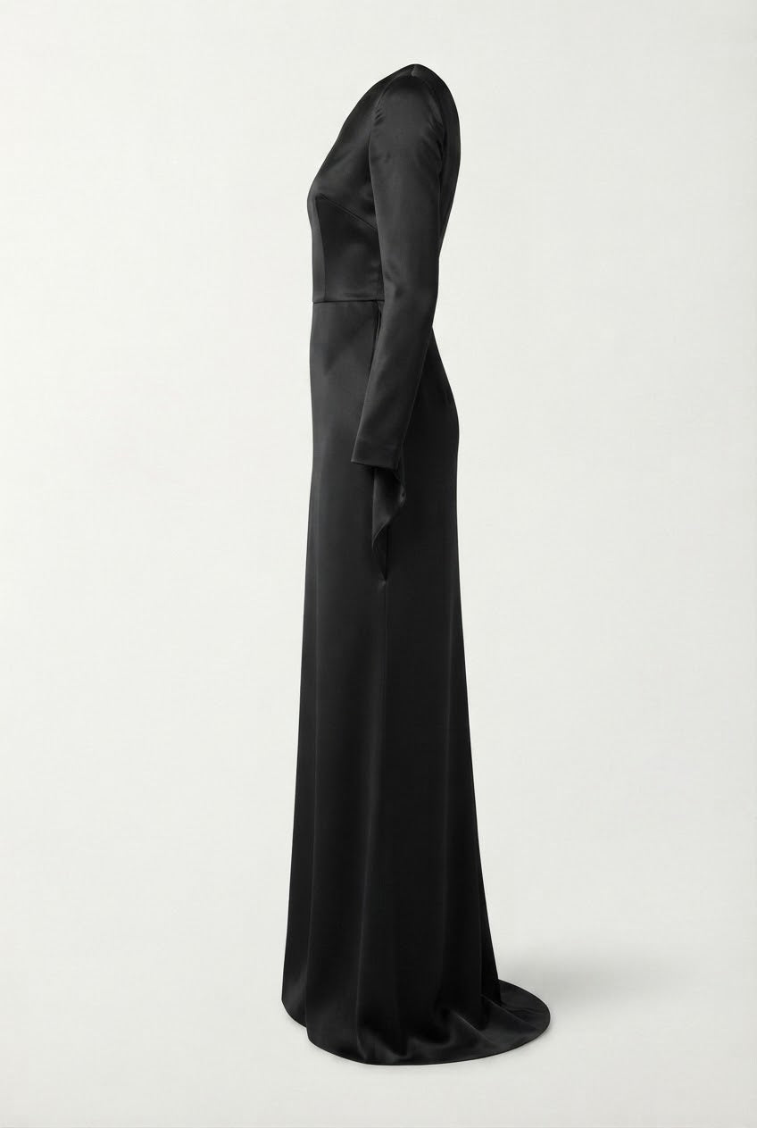 Sculpted Elegance One-Sleeve Silk Gown