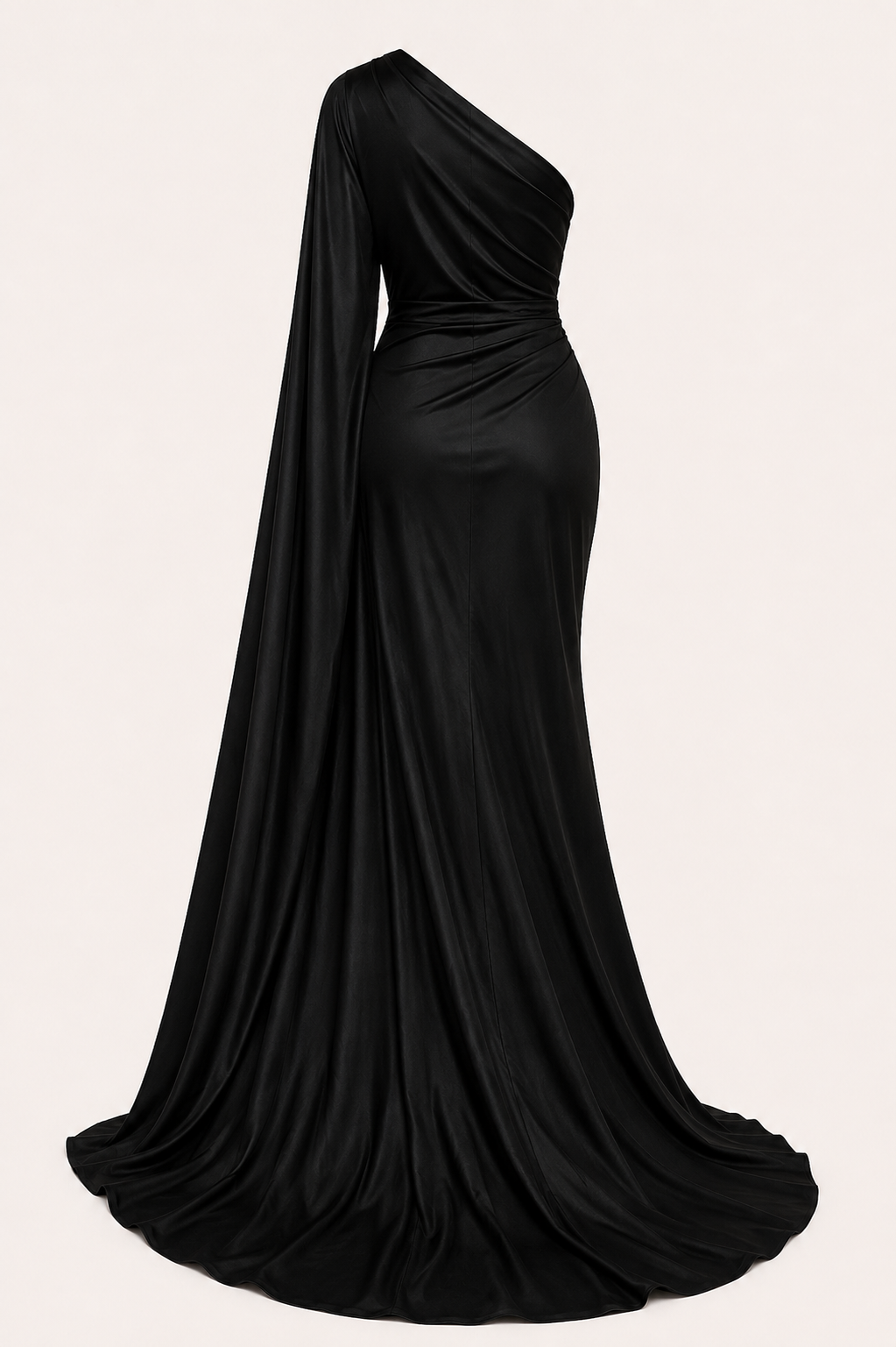 Elegance One-Shoulder Silk-Blend Evening Gown