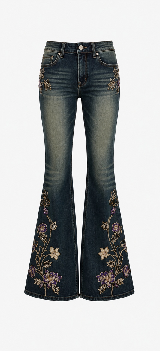 Glitter ¿Botanical Embroidered Flare Jeans