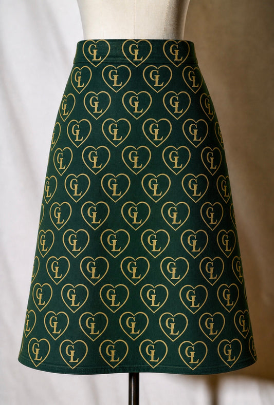 Gold Lion Monogram A-Line Skirt