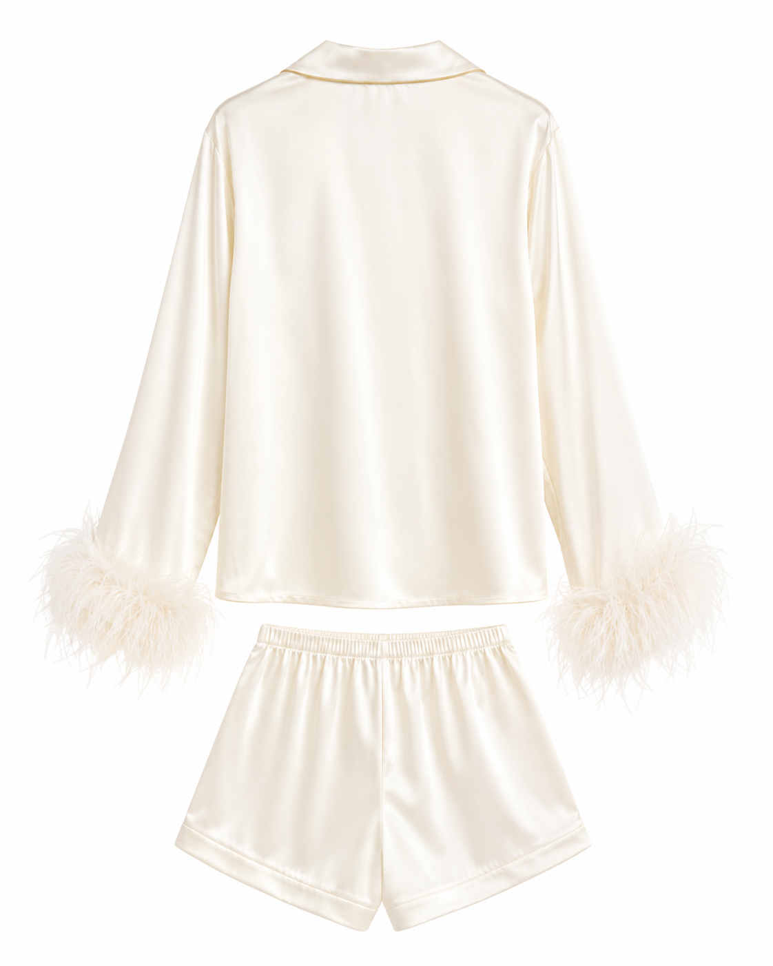 Ivory Feather Silk Pajama Set