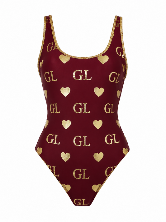 Gold Lion GL Signature Monogram Burgundy Scoop