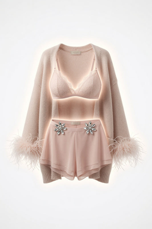 Blush Feather Luxe Lounge Set