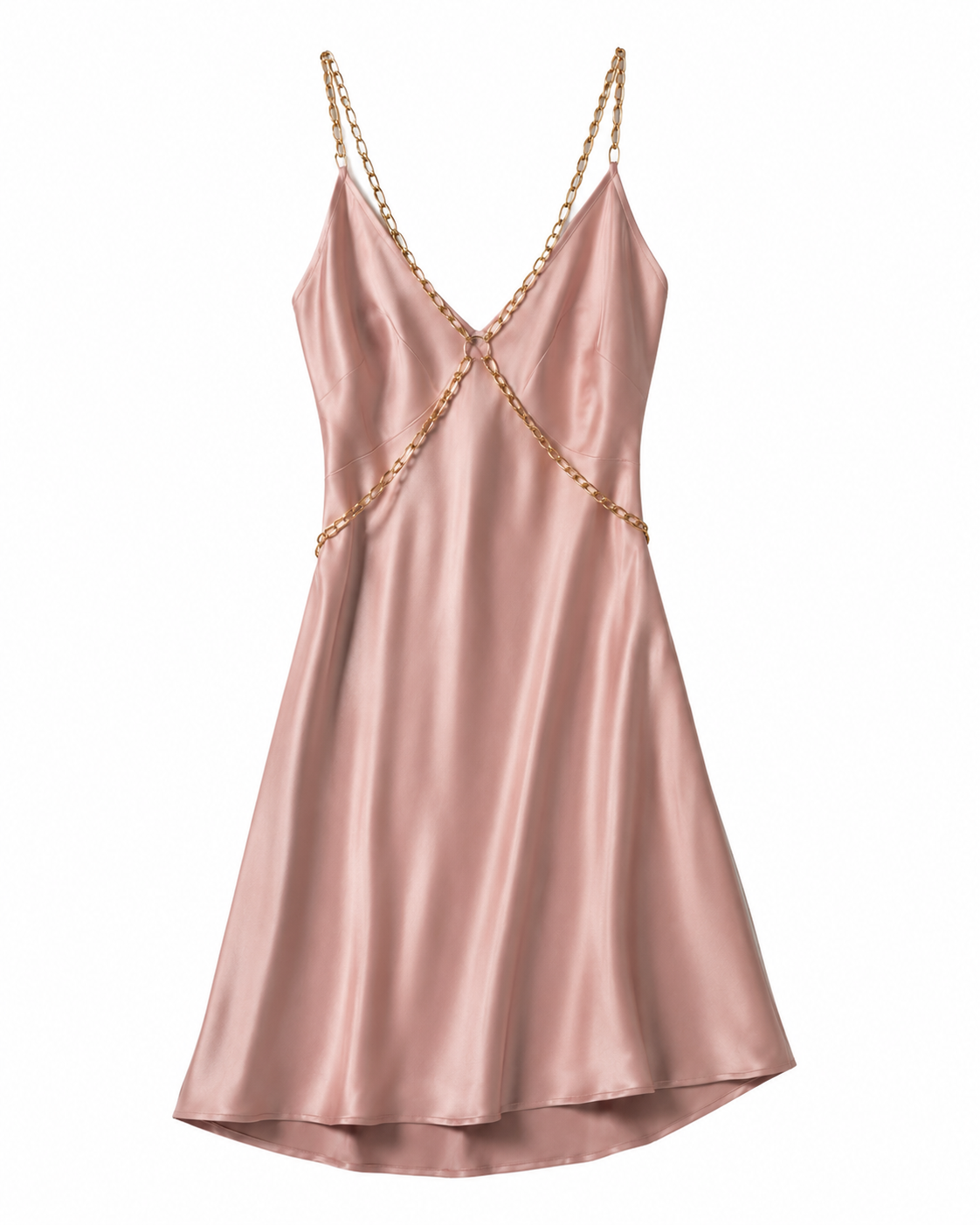 CASSANDRA CHAIN-EMBELLISHED SLIP DRESS IN DUSTY ROSE SILK