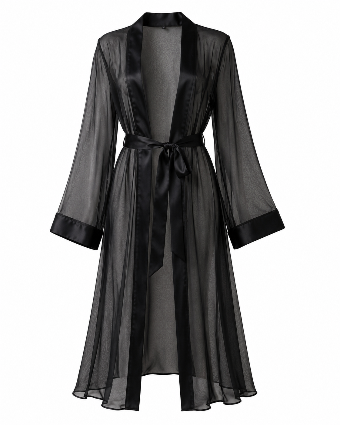 CASSANDRA SHEER ORGANZA ROBE IN ONYX BLACK