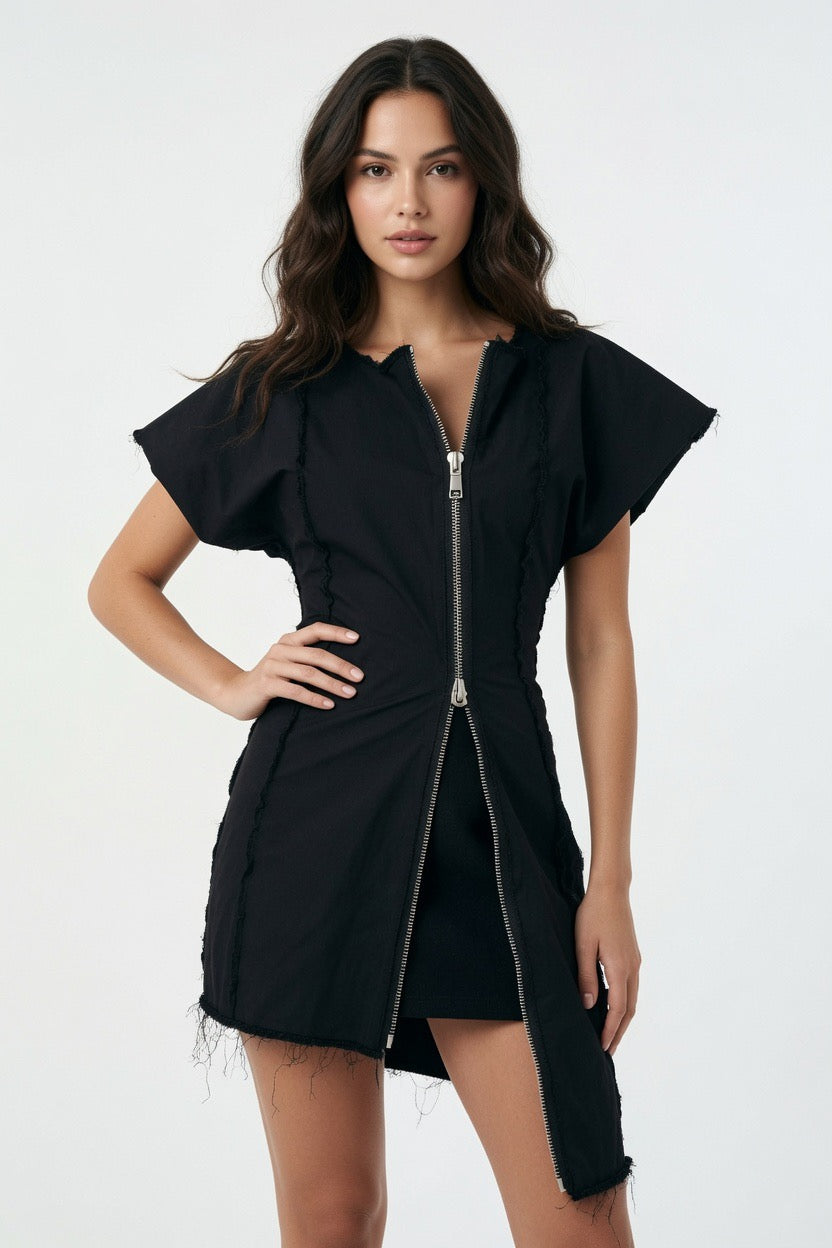 Paradox Deconstructed Asymmetric Zip Dress