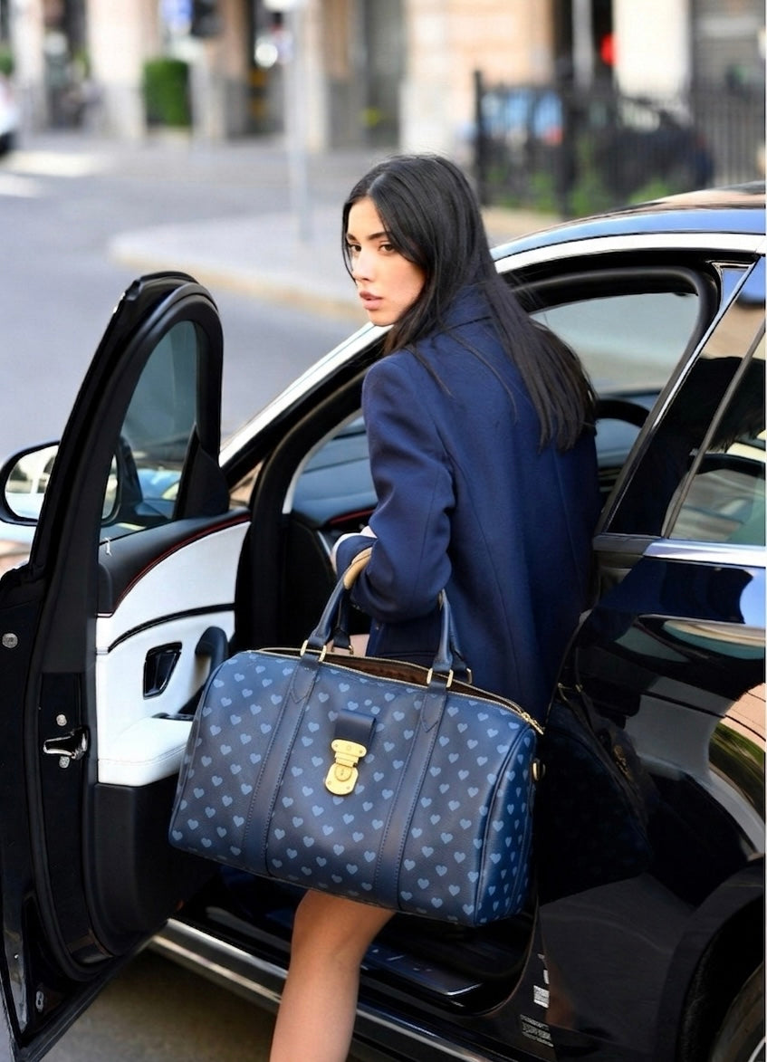 Gold Lion Keepall Heart Monogram Travel Bag