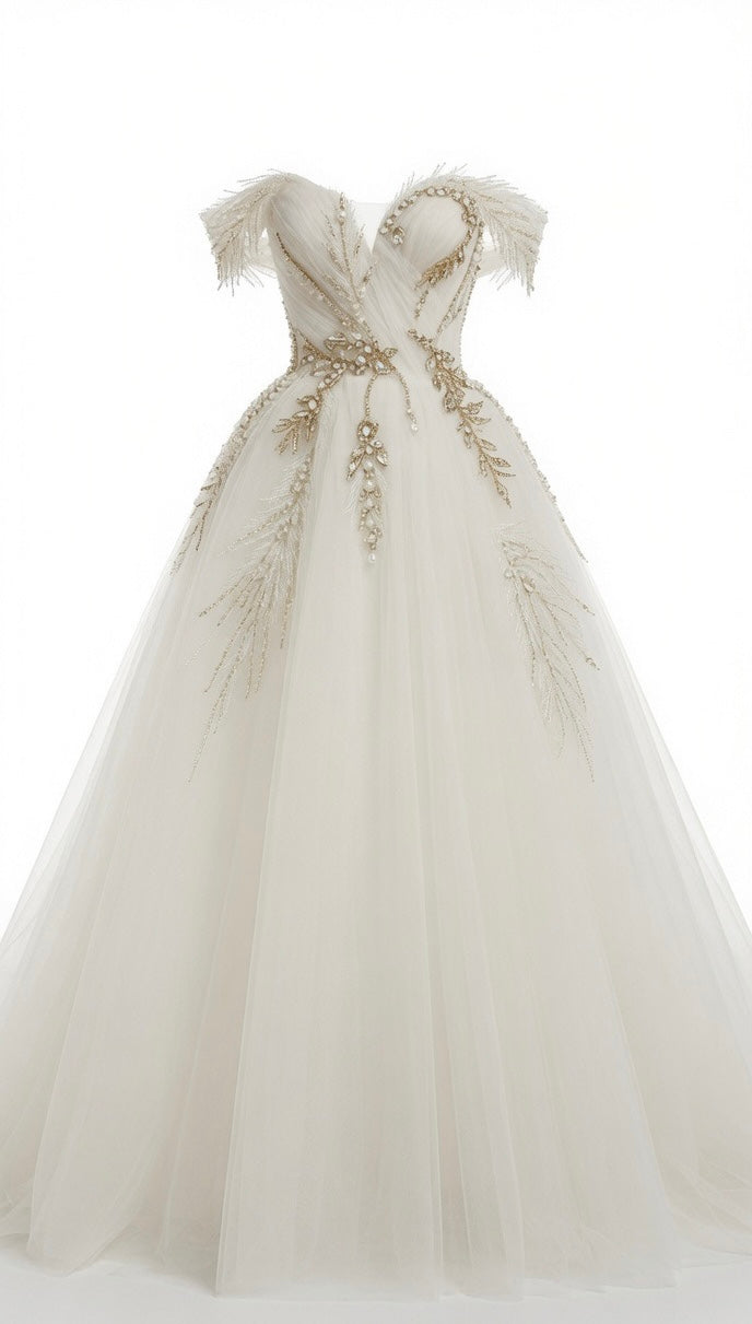 Halo Feather Couture Wedding Gown