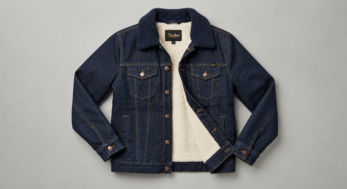 The Shadow Midnight Wool-Collar Denim Jacket