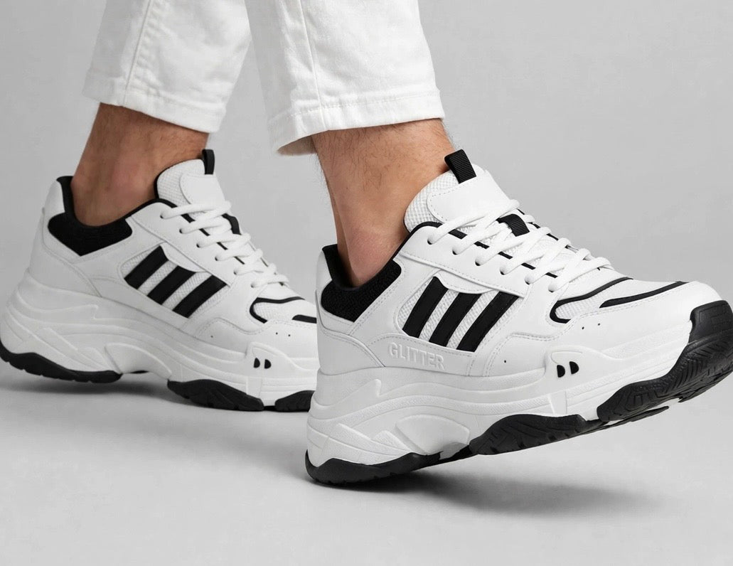 Glitter Chunky Three-Stripe Sneaker