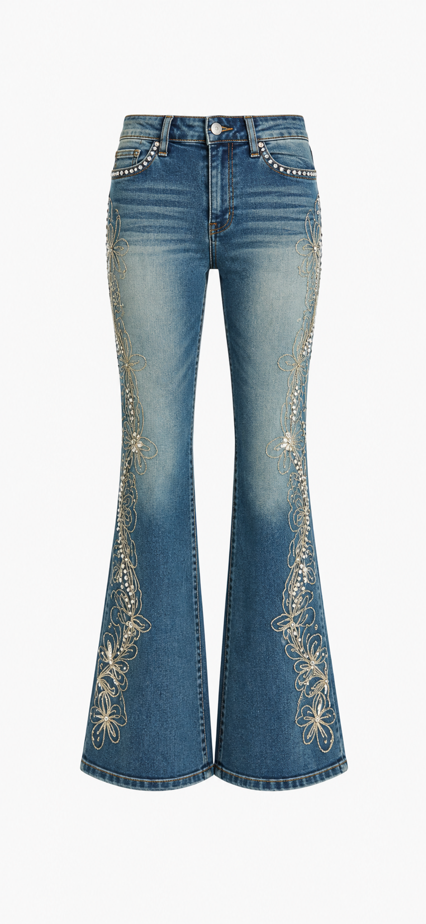 Glitter¿ Floral Embellished Flare Jeans