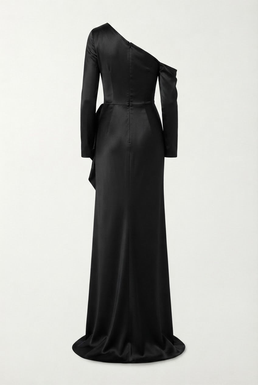 Sculpted Elegance One-Sleeve Silk Gown