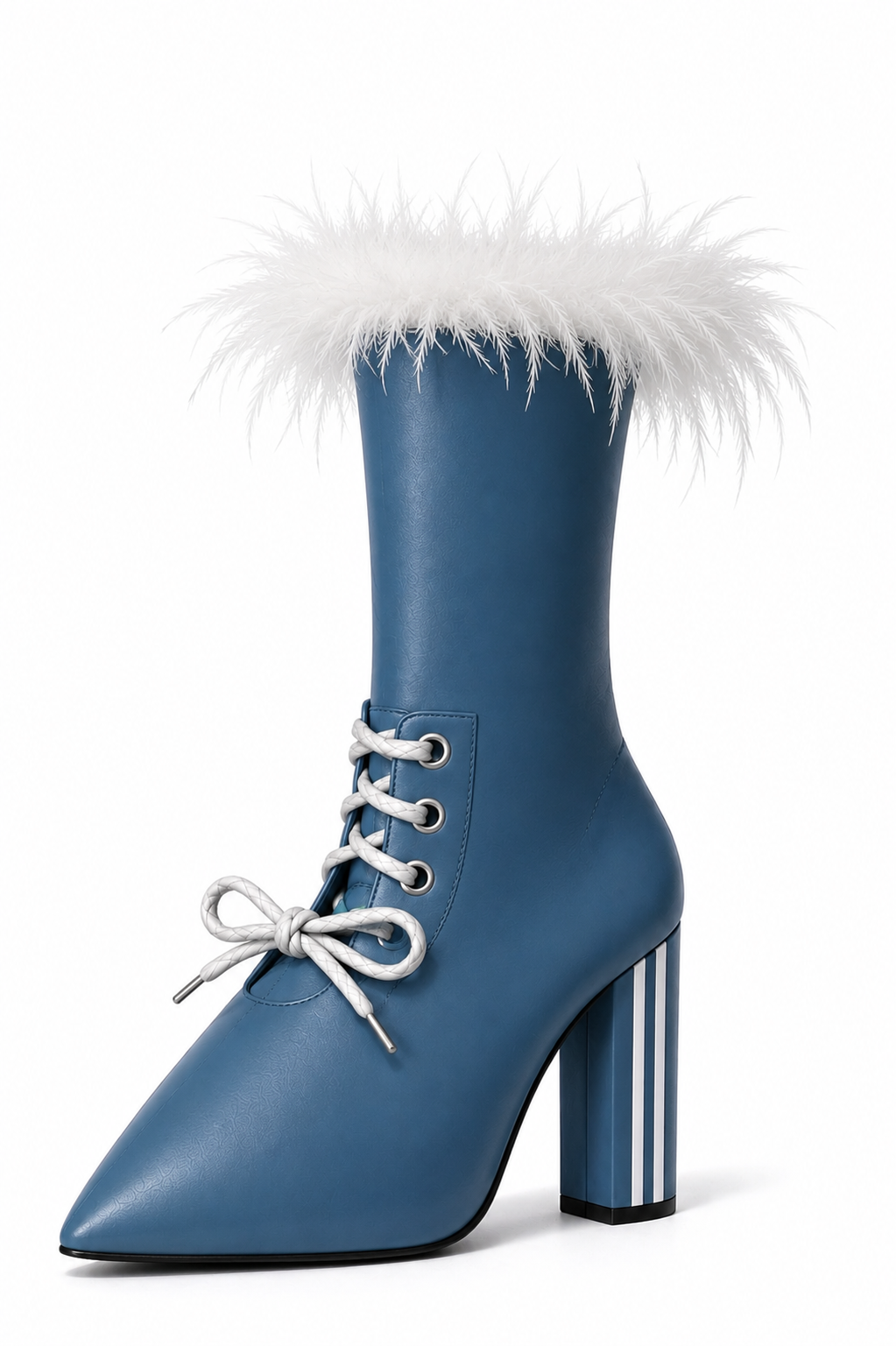 The "Bluebell" Feather-Cuff Lace-Up Boot