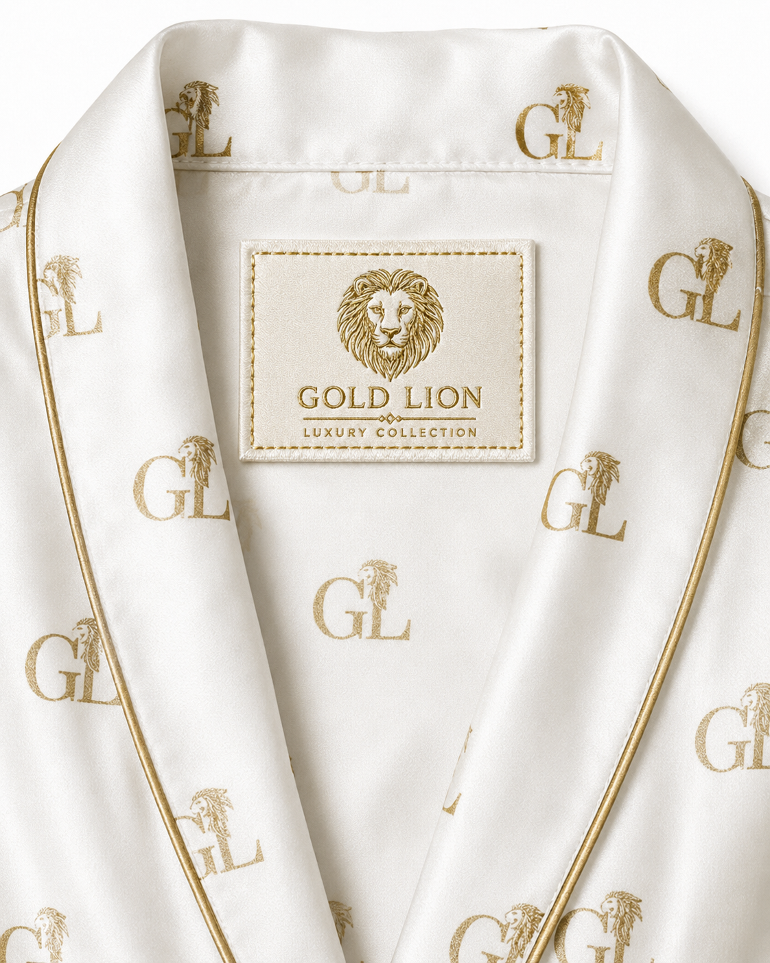 Gold Lion Monogram Silk Robe