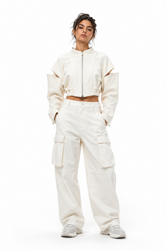 Paradox Deconstructed Cropped Bomber Jacket