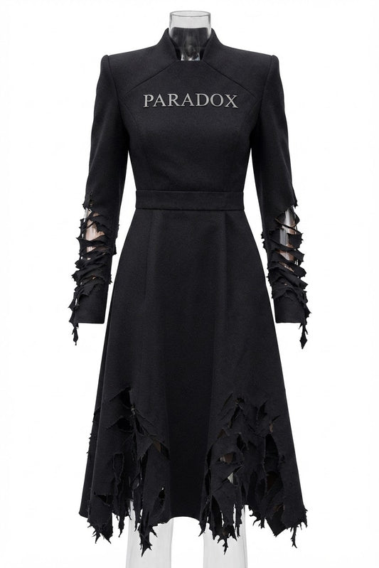 The Paradox Structural Distressed Midi Dress