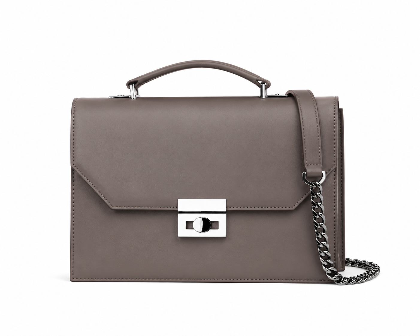 Structured Top Handle Leather Bag