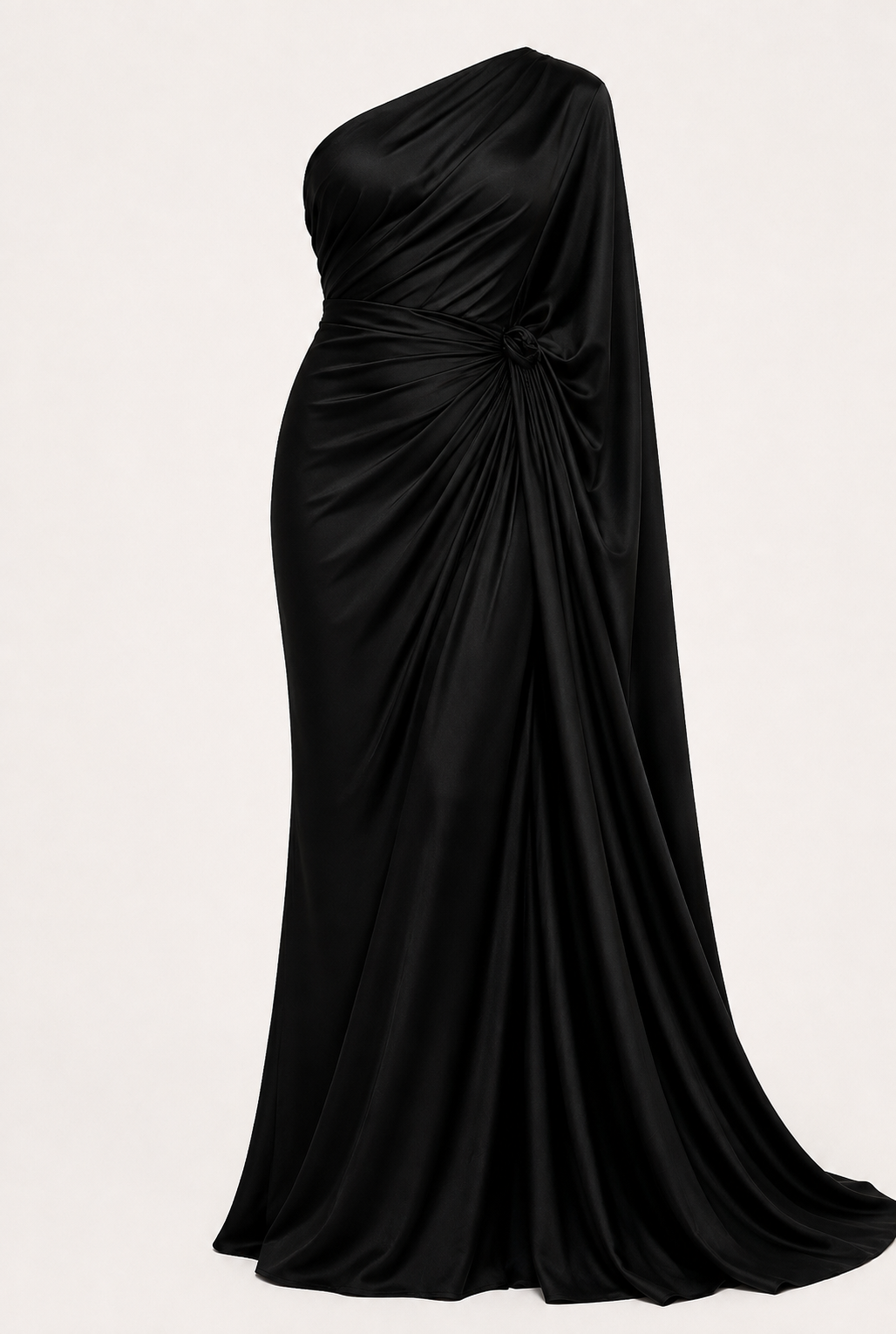 Elegance One-Shoulder Silk-Blend Evening Gown