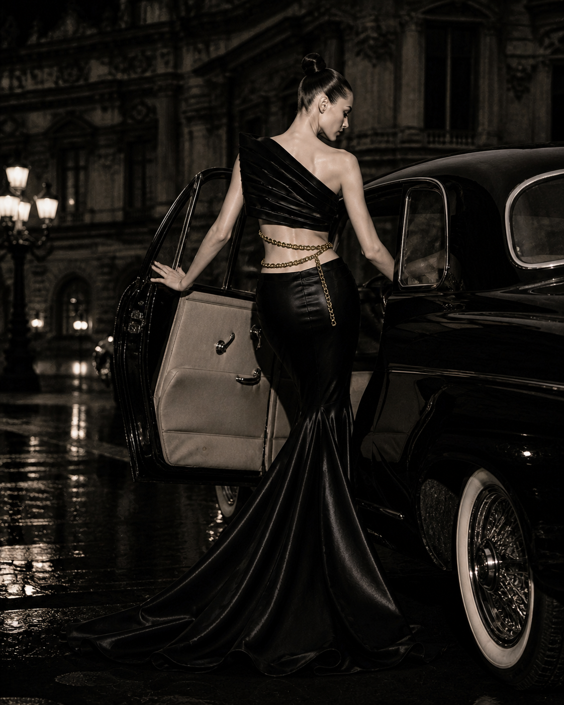 Asymmetric Draped Silk Set