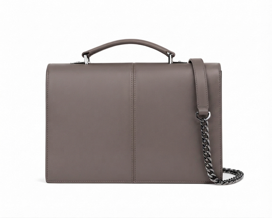 Structured Top Handle Leather Bag