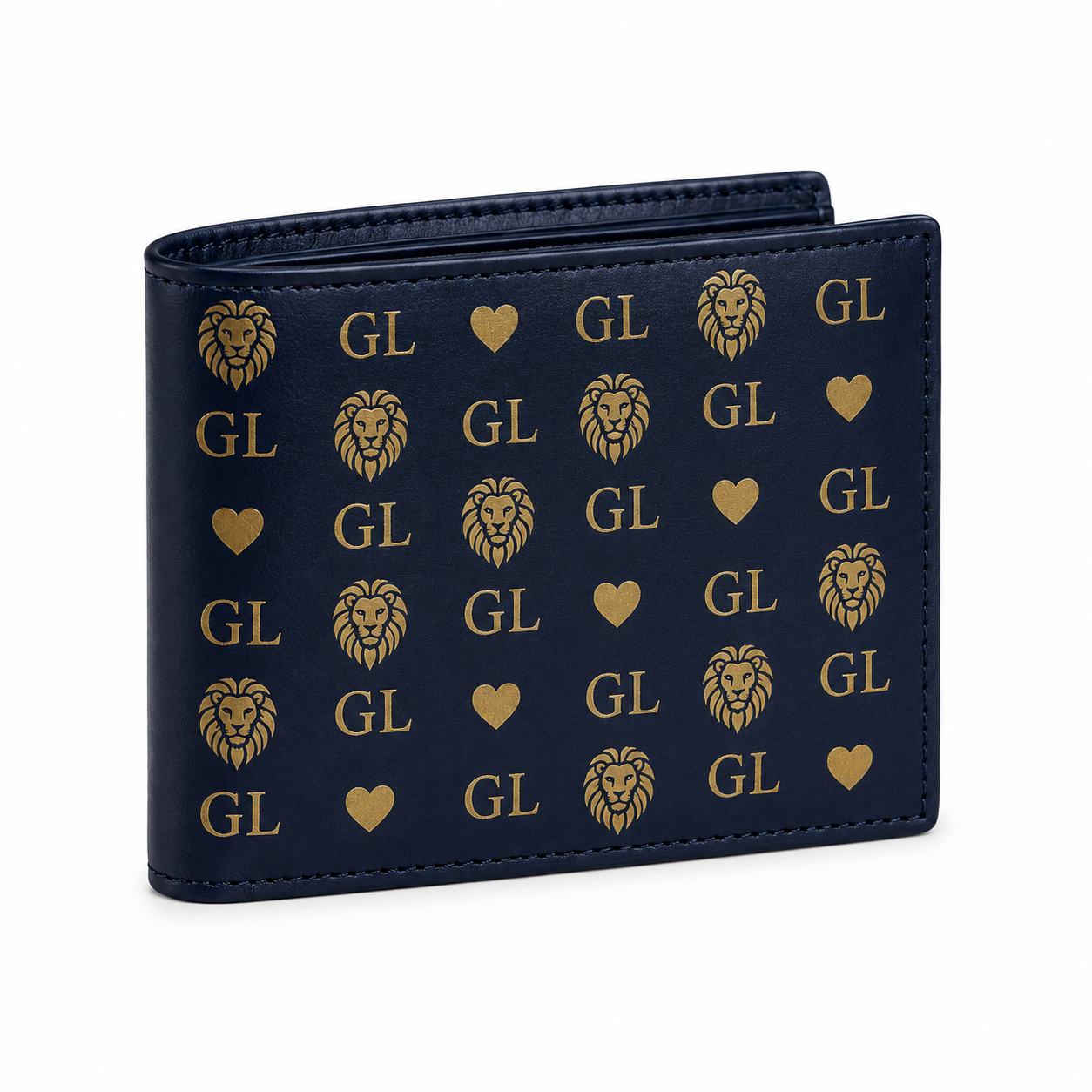 GL Gold Lion Monogram Bleu Royale Wallet