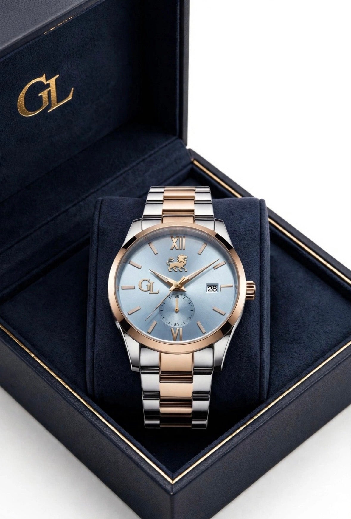 L’Heure Blue 40 mm - GL Oyster Gold Lion – Precision in Steel and Rose Gold