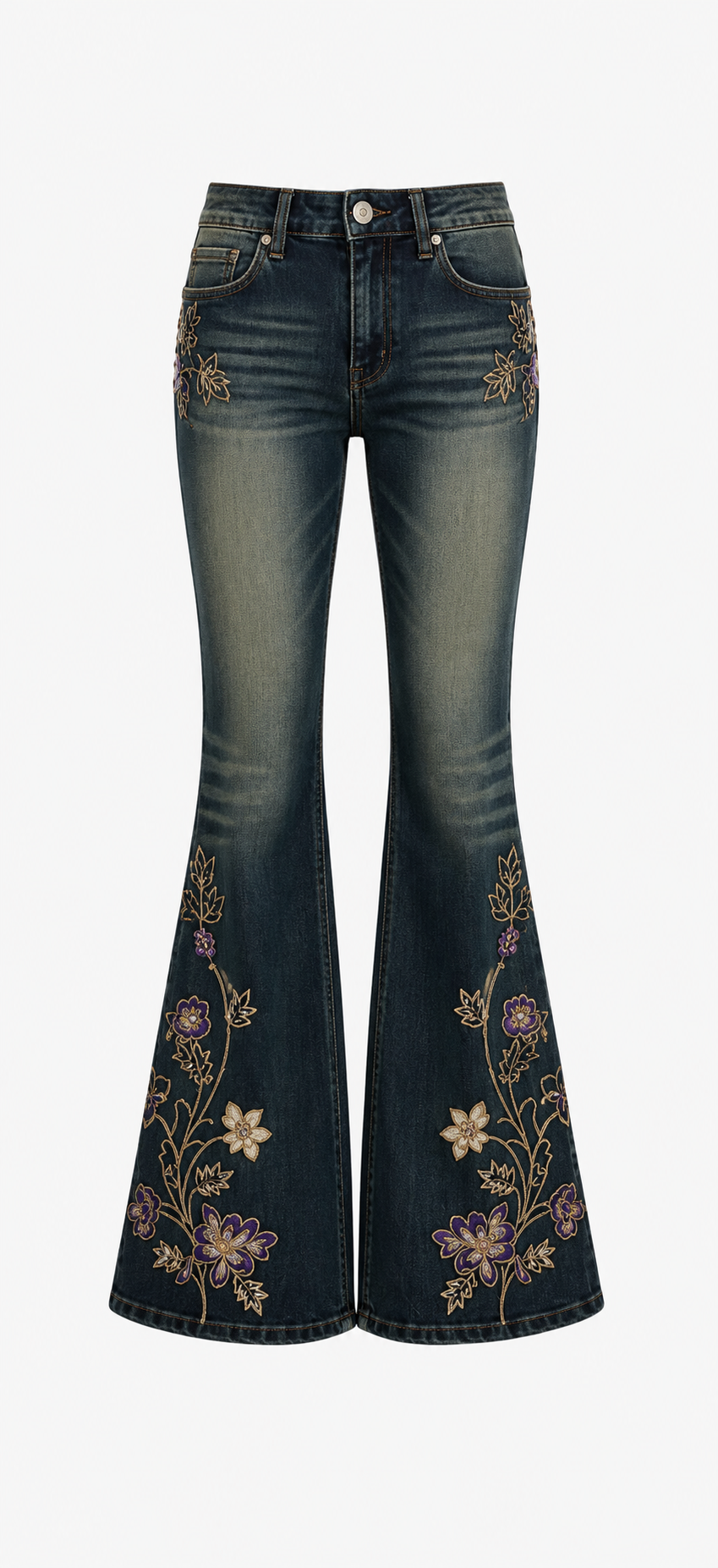 Glitter ¿Botanical Embroidered Flare Jeans