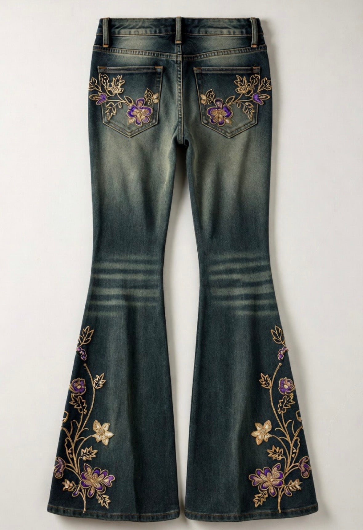 Glitter ¿Botanical Embroidered Flare Jeans