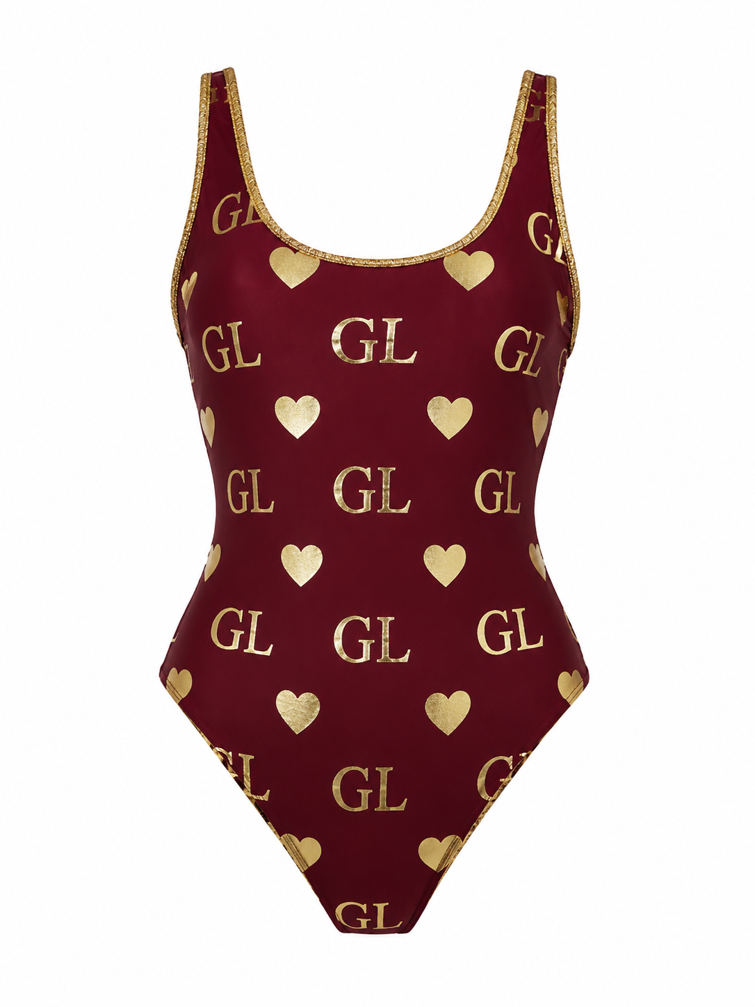 Gold Lion GL Signature Monogram Burgundy Scoop
