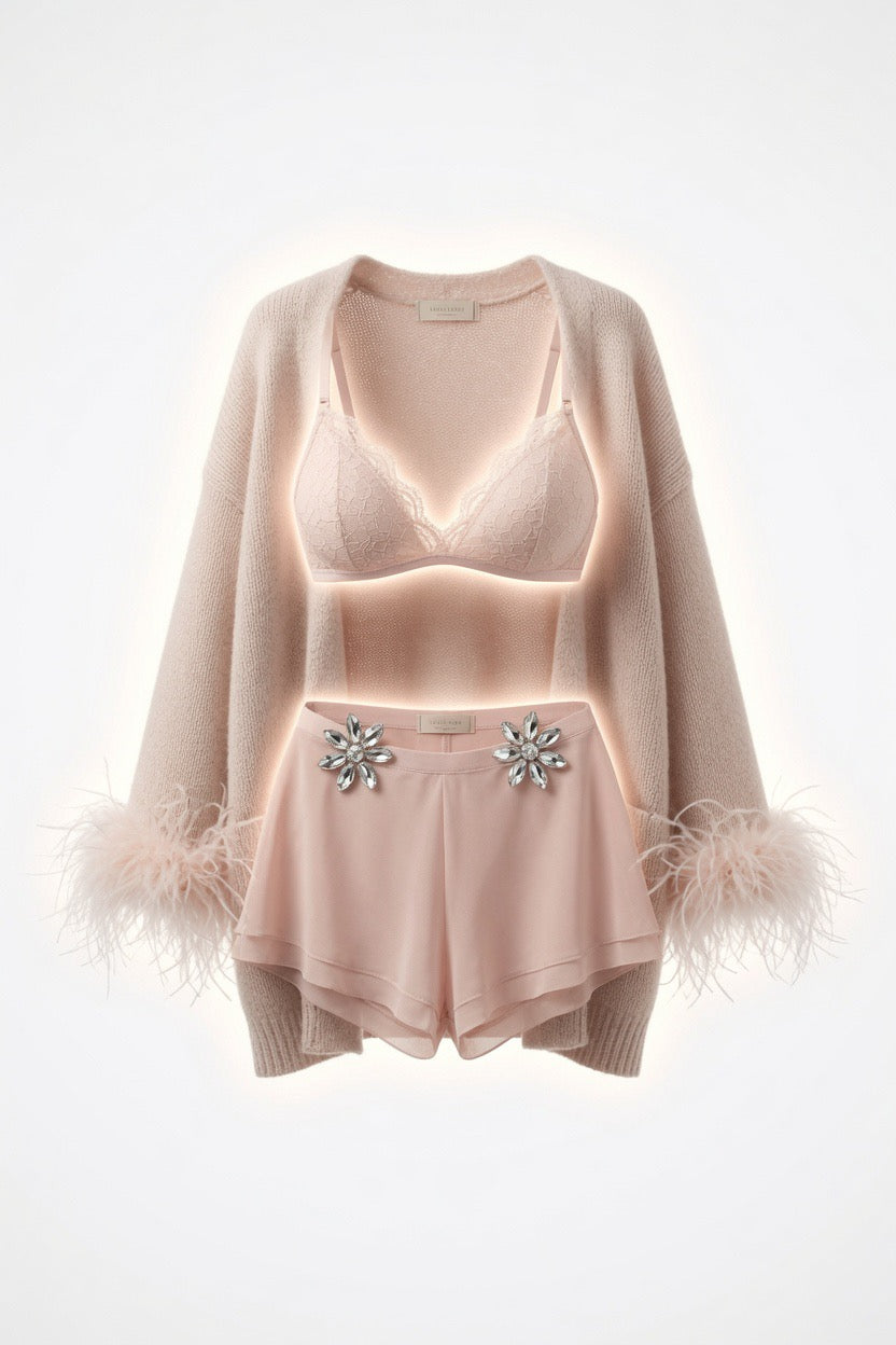 Blush Feather Luxe Lounge Set