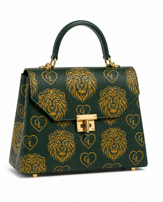 Gold Lion Top Handle Bag