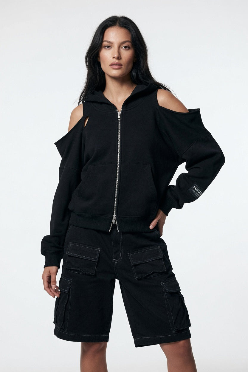 Paradox Cut-Out Zip-Up Hoodie