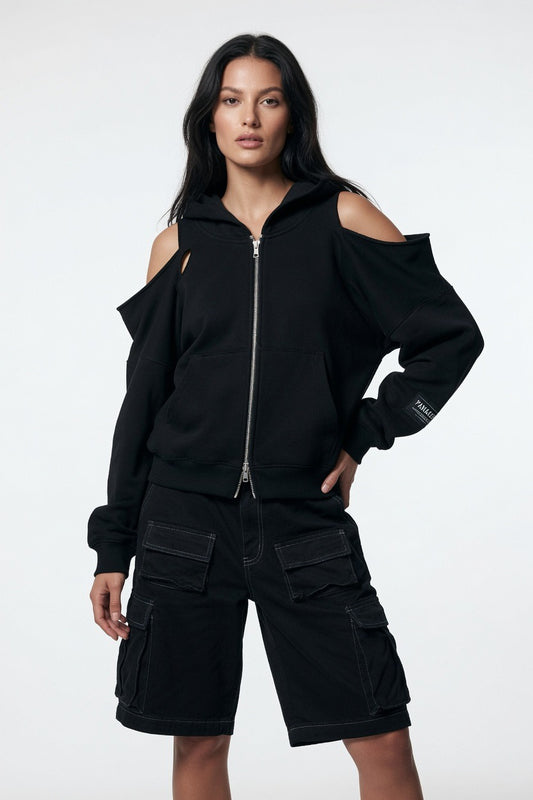 Paradox Cut-Out Zip-Up Hoodie