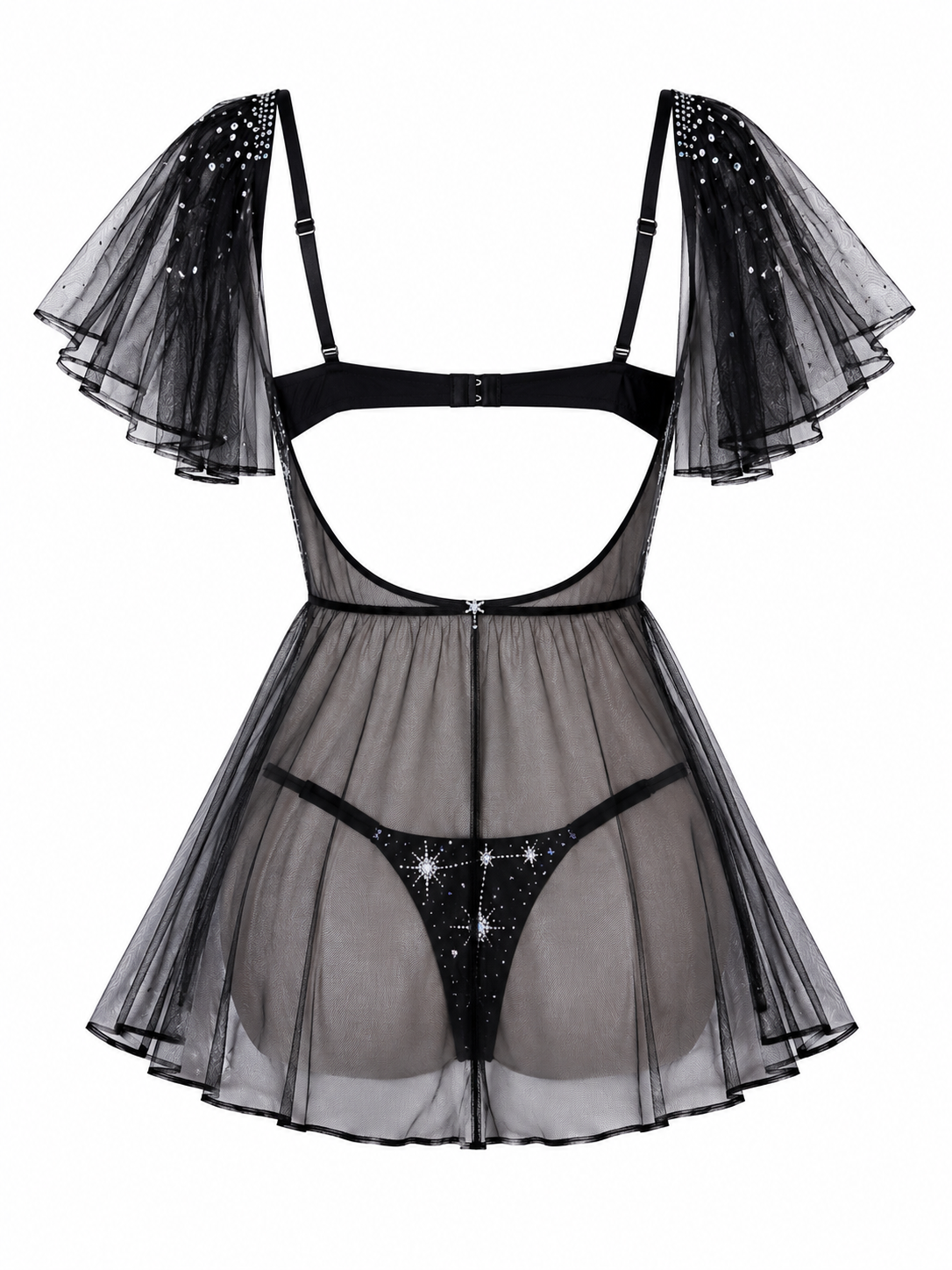 Midnight Constellation Rhinestone Babydoll Set