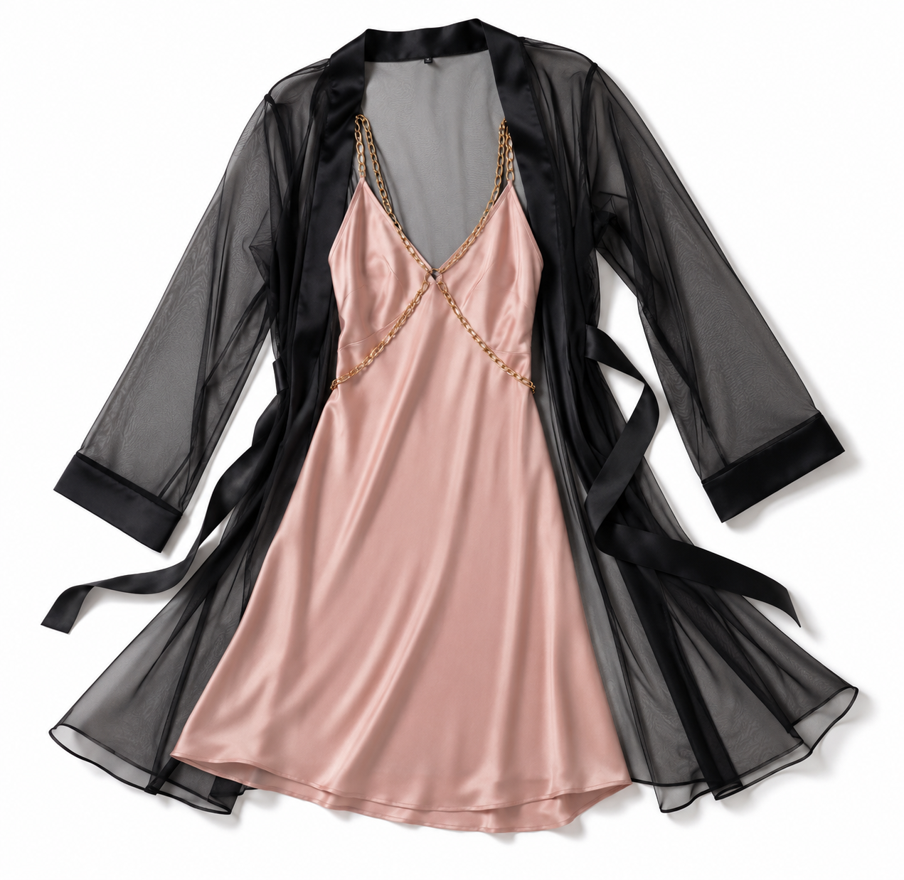 CASSANDRA CHAIN-EMBELLISHED SLIP DRESS IN DUSTY ROSE SILK